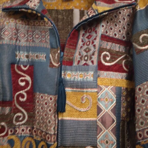 Renaissance | Multi Color Tapestry Jacket Front Zip | Size 2X - Picture 4 of 9